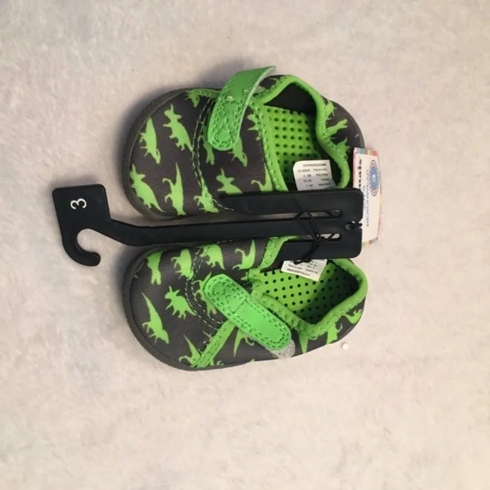 Beachwear Kids Water Shoes Toddler 3 Gray Green New Dinosaur Print Aqua Socks
